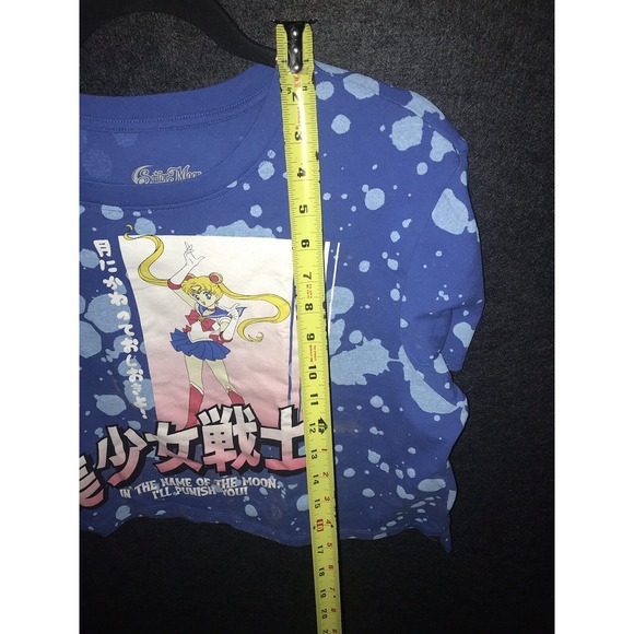 Sailor Moon Shirt Women's 2XL Blue Crop Splatter Princess Serena Anime *Flaw - Picture 8 of 8